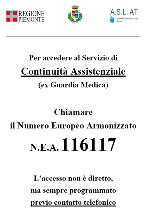 Avviso Continuità Assistenziale N.E.A. 116117