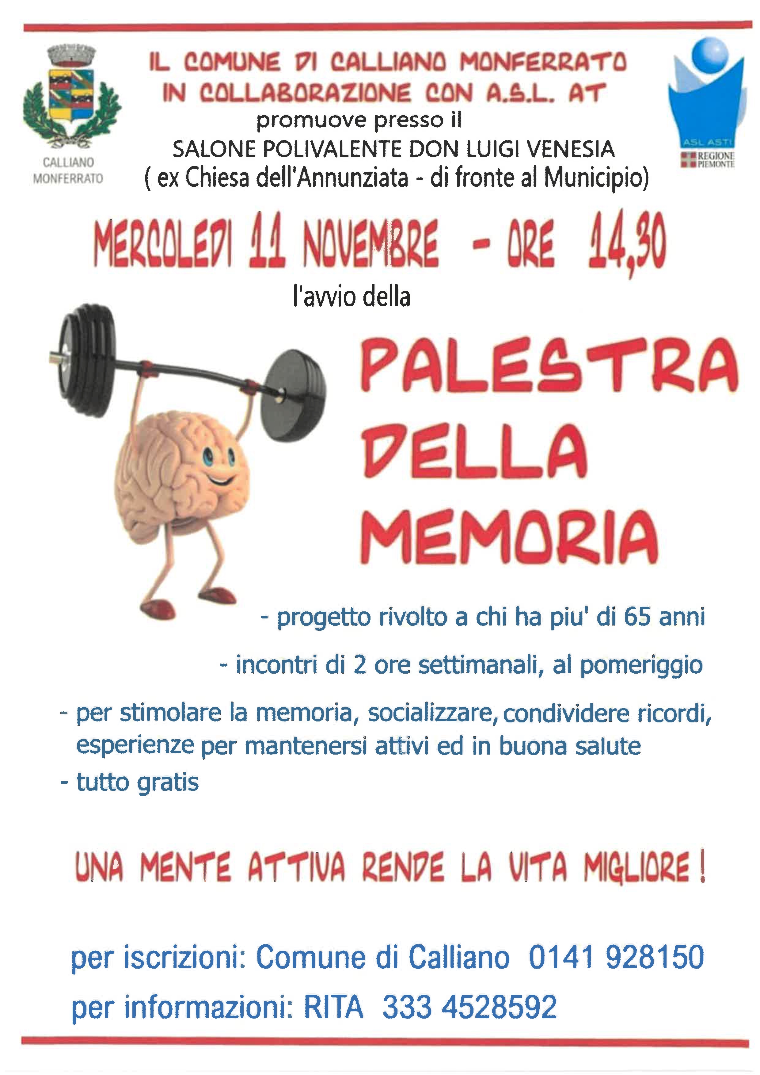 Palestra della Memoria 
Tutti i mercoledì dalle 14:30 LLE 16:30 (Ex Chiesa dell'Annunziata) da mercoledì 11 novembre 2026